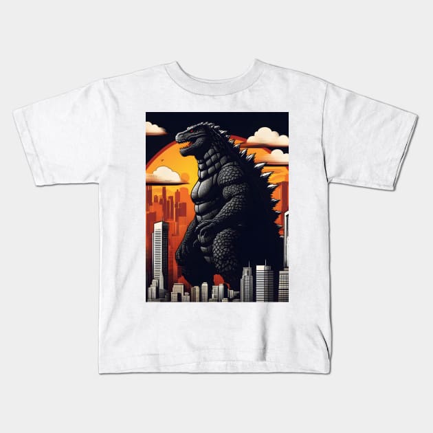 Cryptic Colossus Godzilla Kids T-Shirt by ART-SHOP01